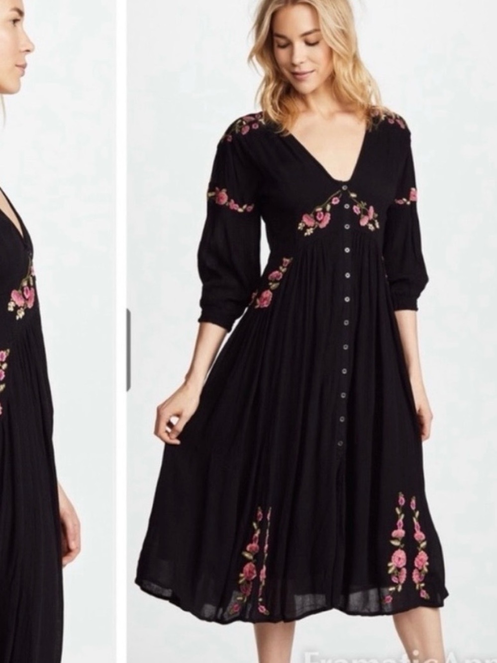 Free People Day Glow Embroidered Midi Dress